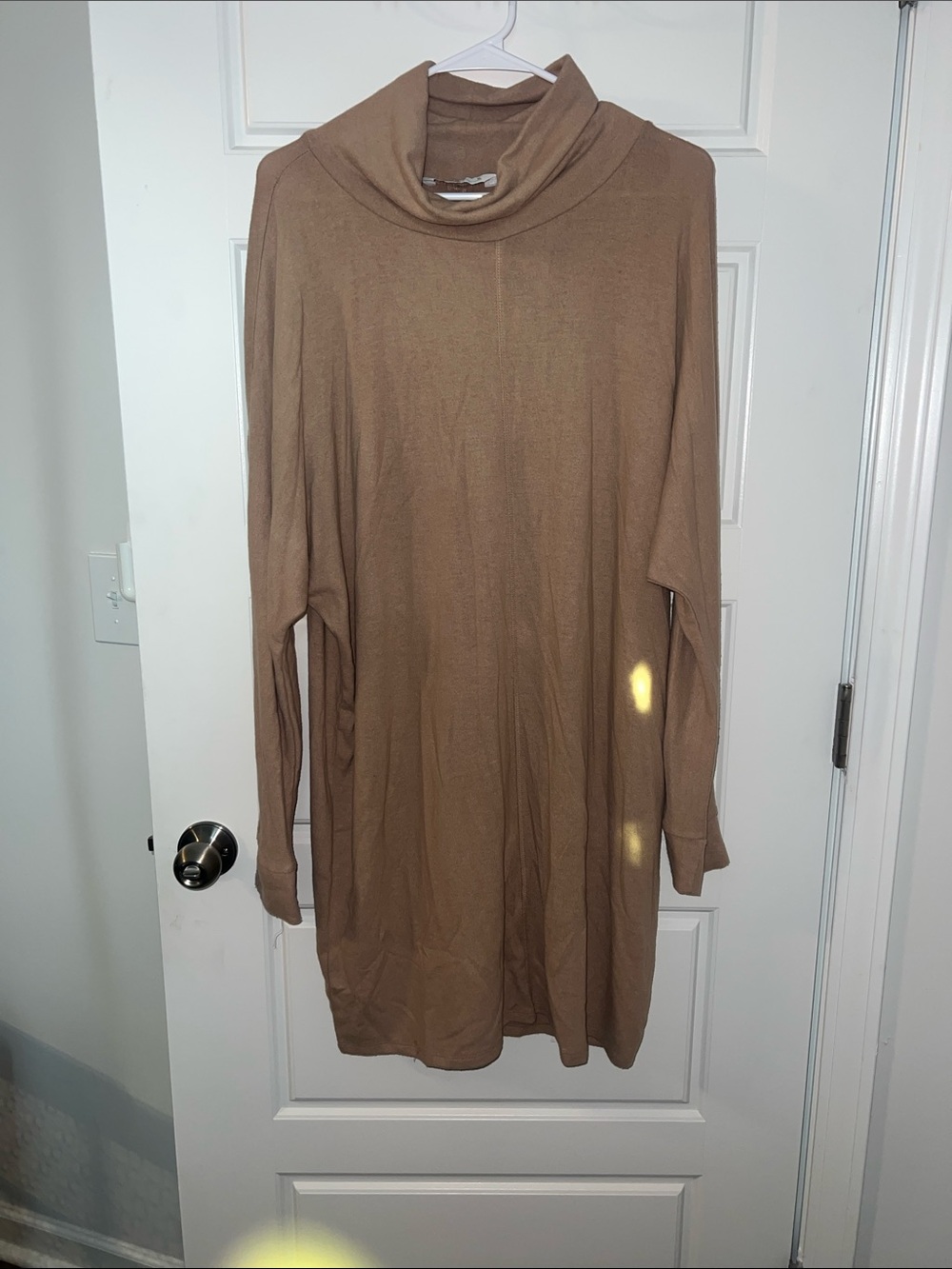 Sonoma Camel Brown Turtleneck Midi Dress
